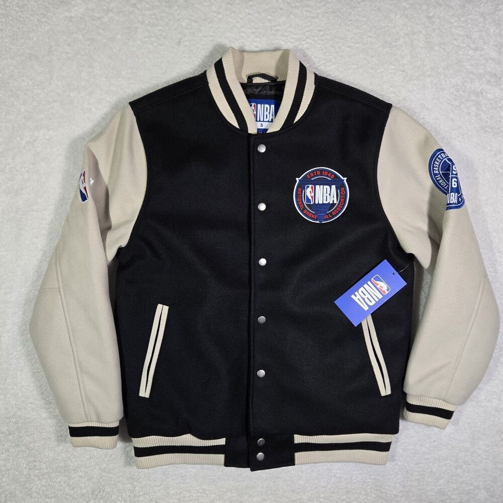 NBA National Basketball Association Mens Small Varsity Bomber‎ Jacket Black S